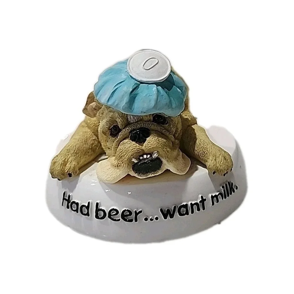 English Bulldog Zelda Hangover anthropomorphic Westland Had Beer Want Milk #4774